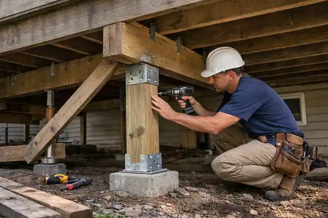 Deck reinforcement under construction.