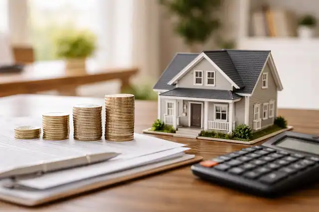 house model and coins representing down payment assistance programs for home buyers