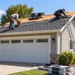 Garage roof replacement project on a two-car residential garage
