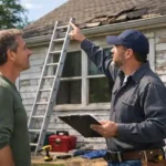Homeowner discussing renovation plans with contractor for government home renovation grant project