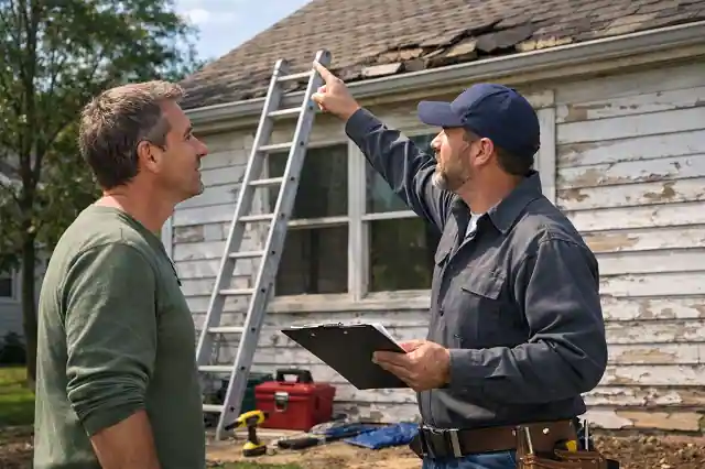 Homeowner discussing renovation plans with contractor for government home renovation grant project
