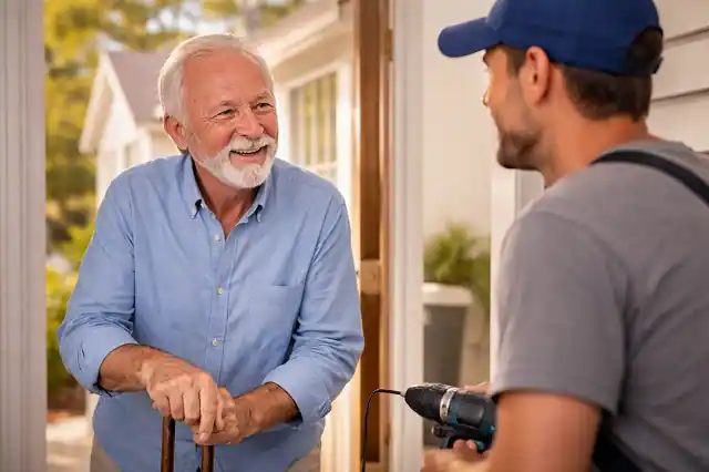 Nonprofit Home Repair Grants 2026-Get Free Help Near You 4 elderly homeowner receiving home repair help from nonprofit volunteer