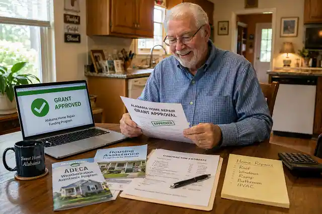 Alabama Home Repair Grants for Senior Citizens-Complete Guide 3 Alabama senior homeowner reviewing home repair grants and housing assistance paperwork
