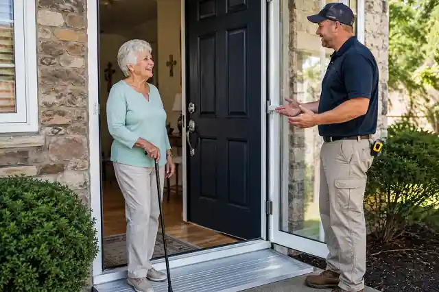 Delaware Door Replacement Grants For Low-Income Families in 2026 3 Senior Delaware homeowner receiving accessibility door replacement assistance through a housing grant program