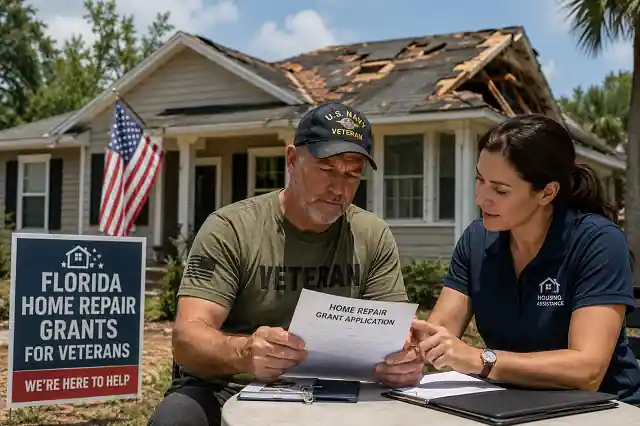 Florida veteran homeowner getting home repair grant help for roof damage