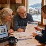Colorado senior couple applying for window replacement grants with housing advisor