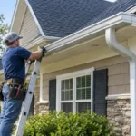 utter installation on a residential home with new gutters and downspouts