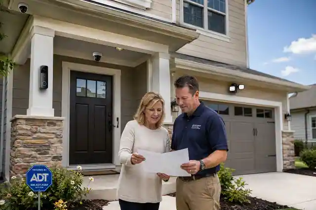 Home Security Improvement Grants for Homeowners in 2026 2 American homeowner installing a smart home security system with grant assistance