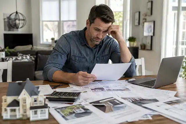The Cost of Delayed Home Repairs: Statistics and Grants 2026 2 American homeowner reviewing expensive home repair estimates caused by delayed maintenance