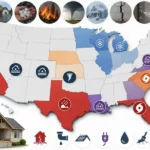 Map showing U.S. states with the highest home repair risks and disaster exposure